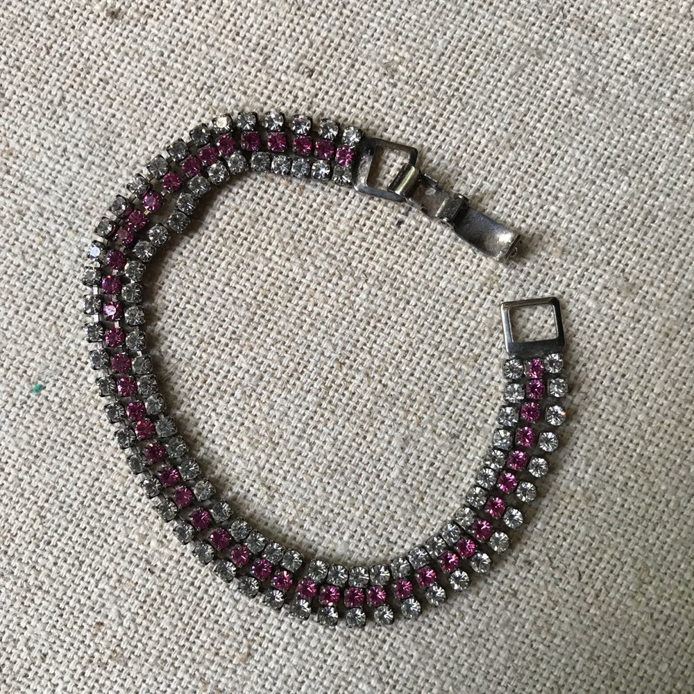 1950s Celebrity Pink and white crystal bracelet